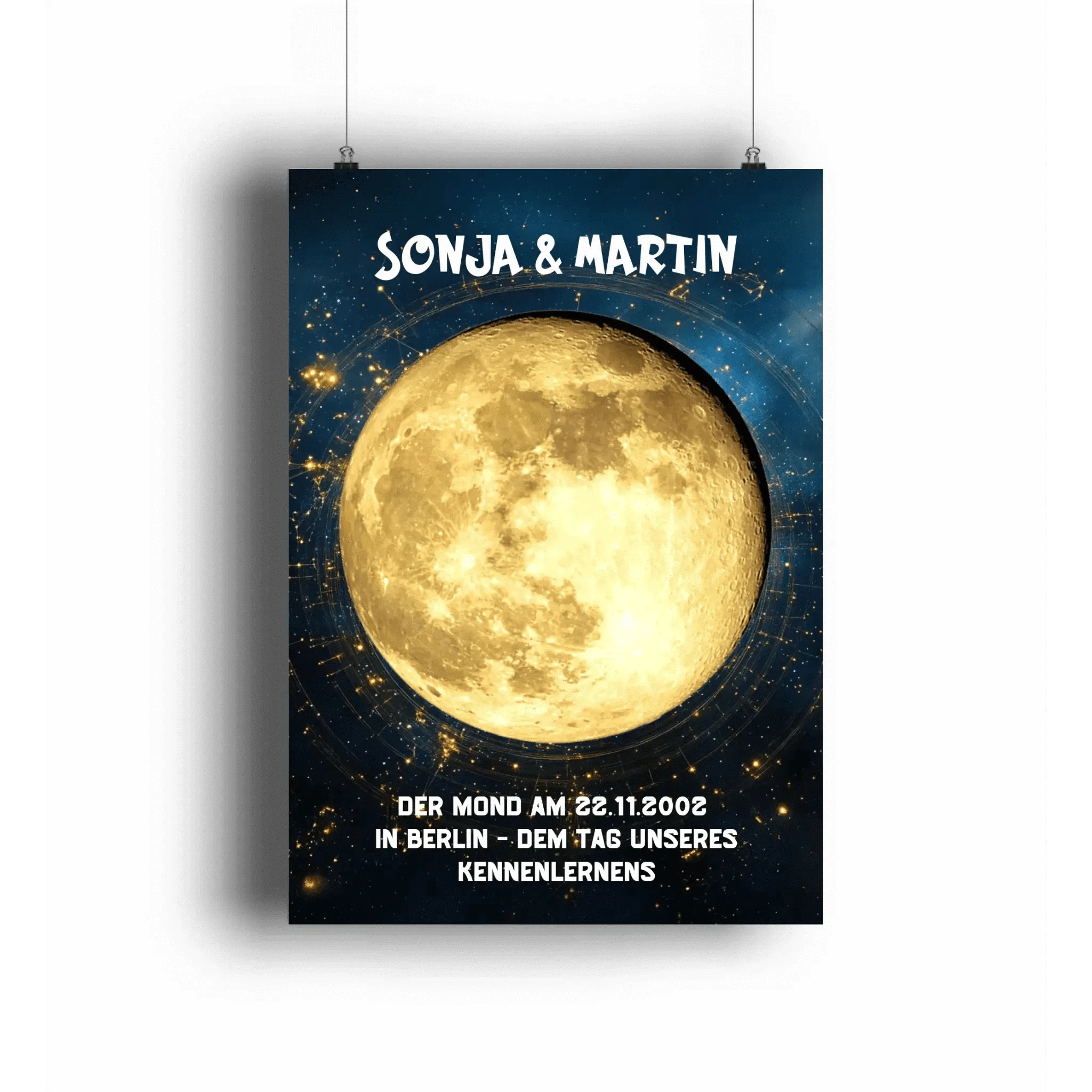 MONDPHASE Blau/Silber/Gold mit Wunschtext • Poster DIN A1 A2 A3 A4 • personalisierbar