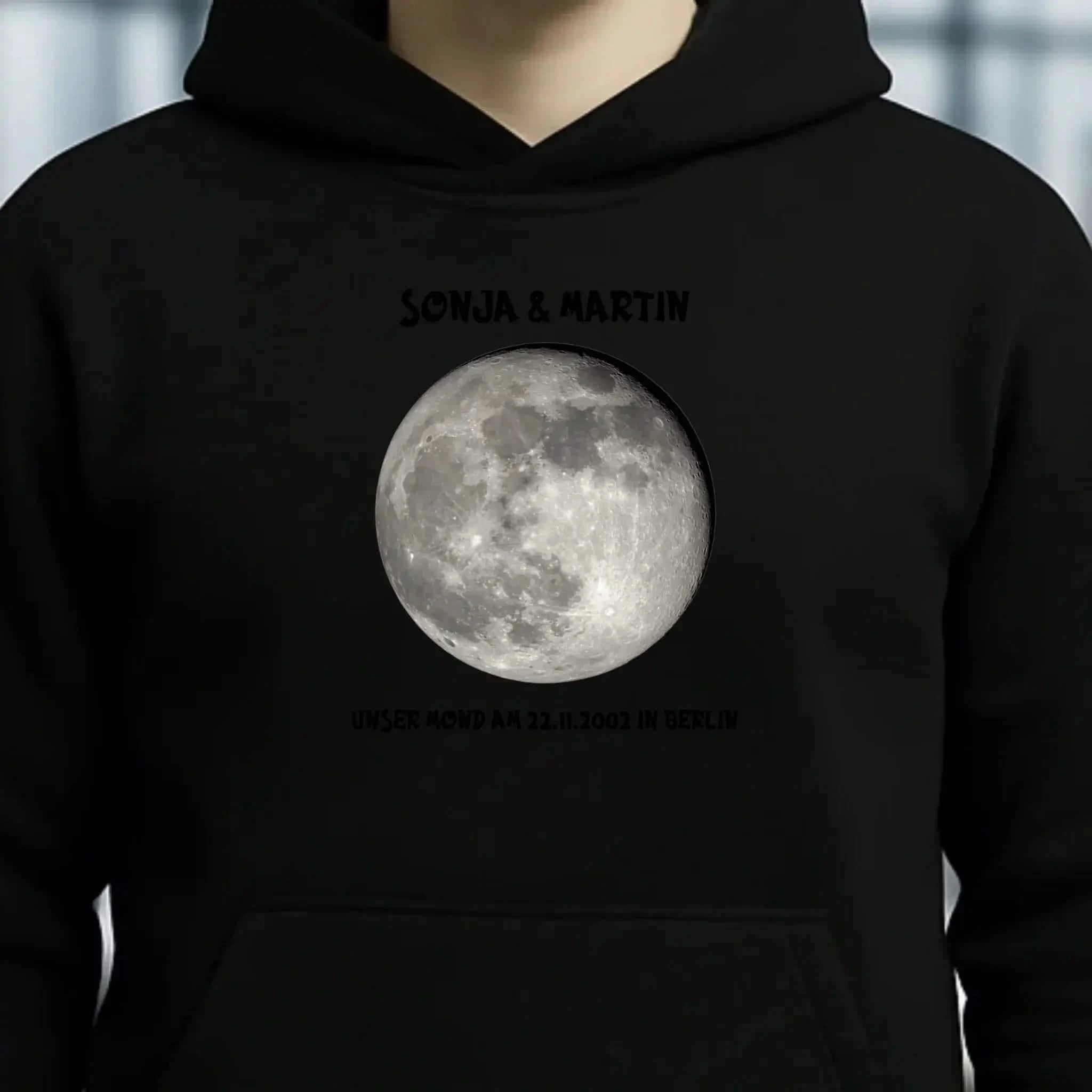 MONDPHASE Blau/Silber/Gold mit Wunschtext • Unisex Hoodie für Damen & Herren • Bio • personalisiert