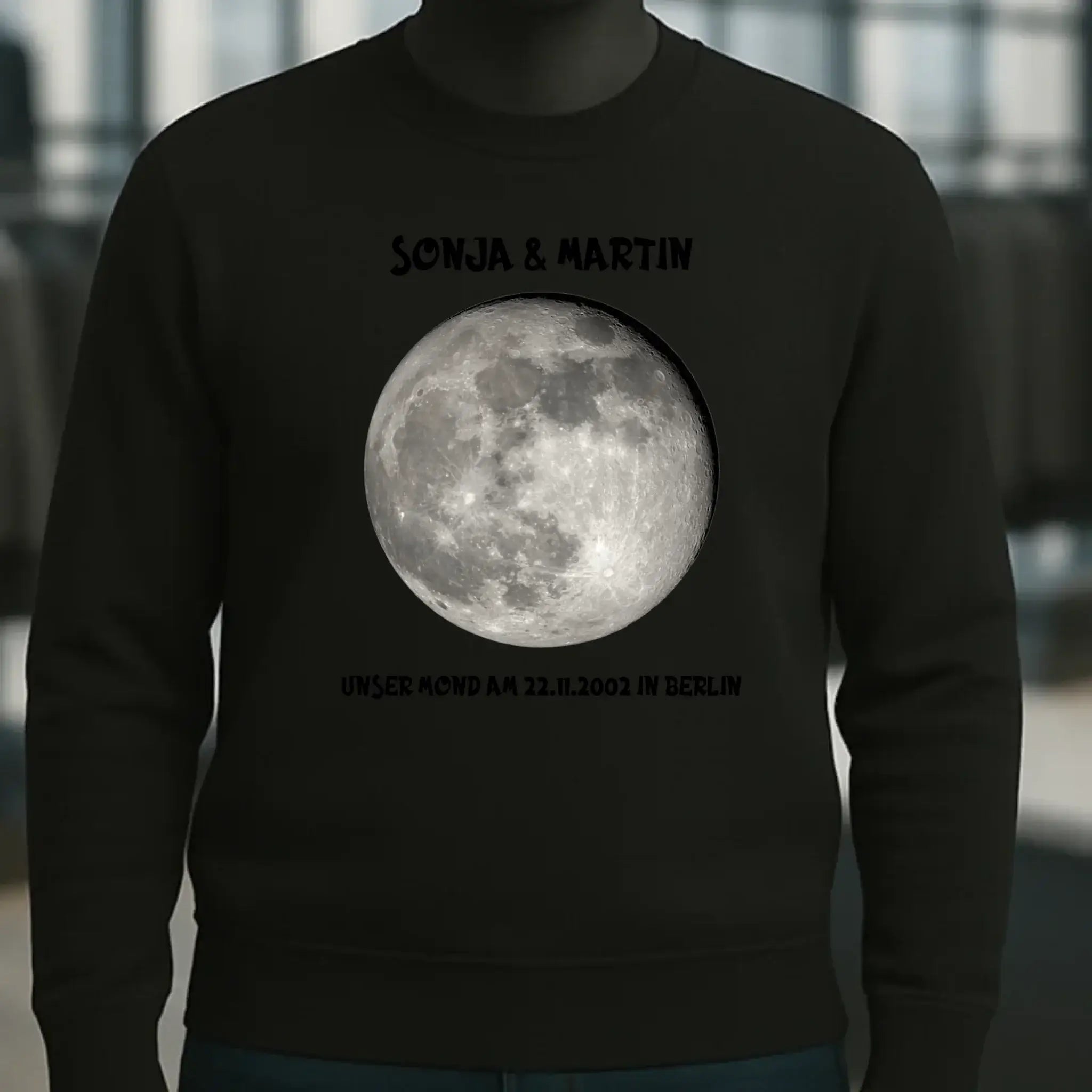 MONDPHASE Blau/Silber/Gold mit Wunschtext • Unisex Sweatshirt für Damen und Herren • Bio • personalisiert