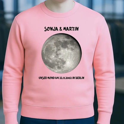 MONDPHASE Blau/Silber/Gold mit Wunschtext • Unisex Sweatshirt für Damen und Herren • Bio • personalisiert