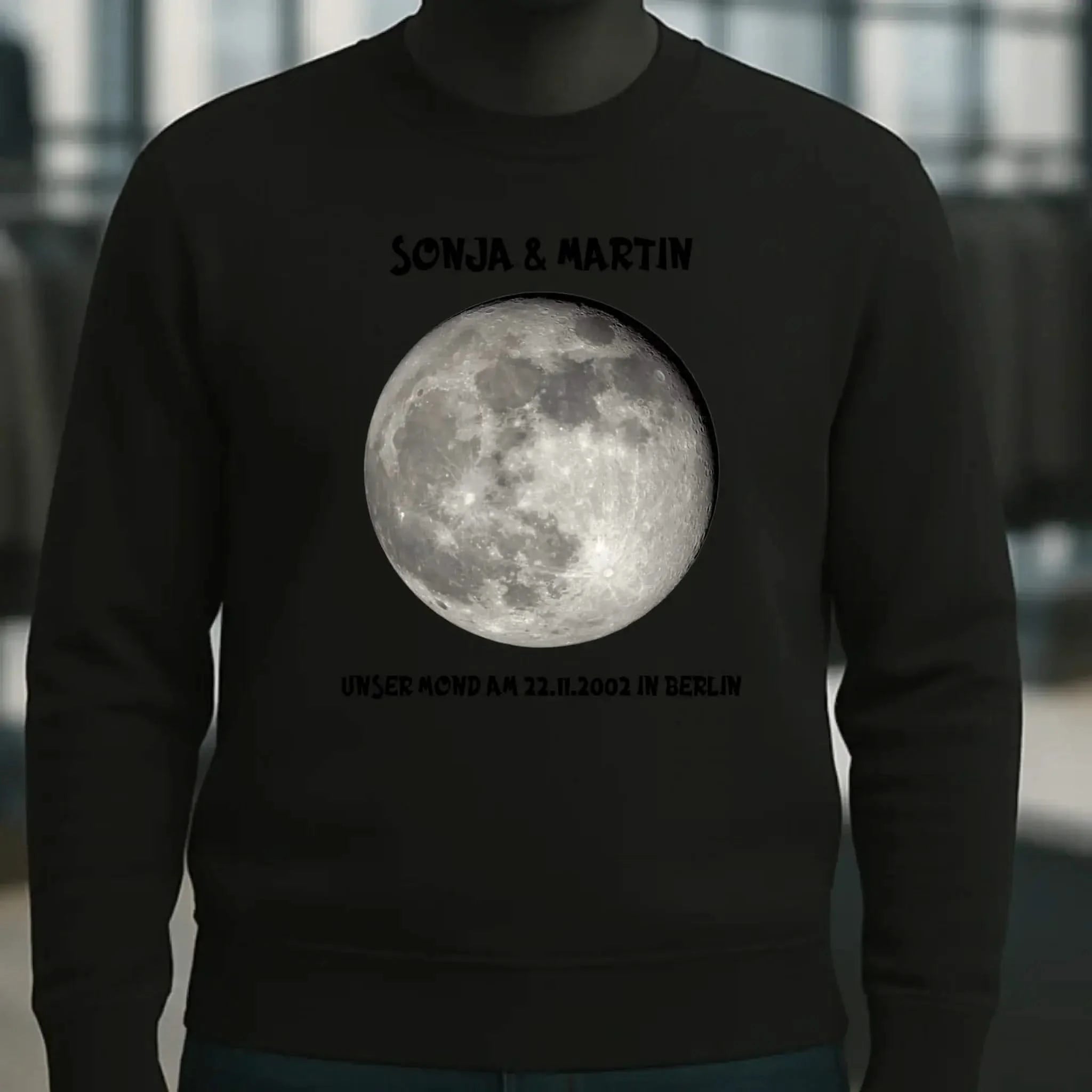 MONDPHASE Blau/Silber/Gold mit Wunschtext • Unisex Sweatshirt für Damen und Herren • Bio • personalisiert