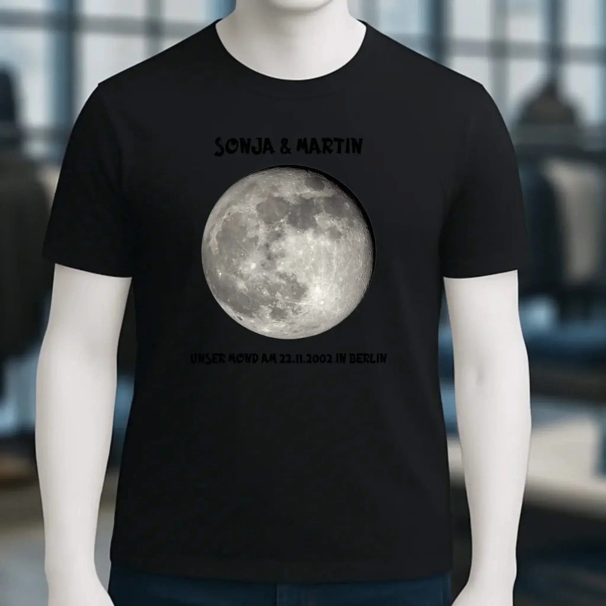 MONDPHASE Blau/Silber/Gold mit Wunschtext • Unisex T-Shirt für Damen & Herren • Bio • personalisiert