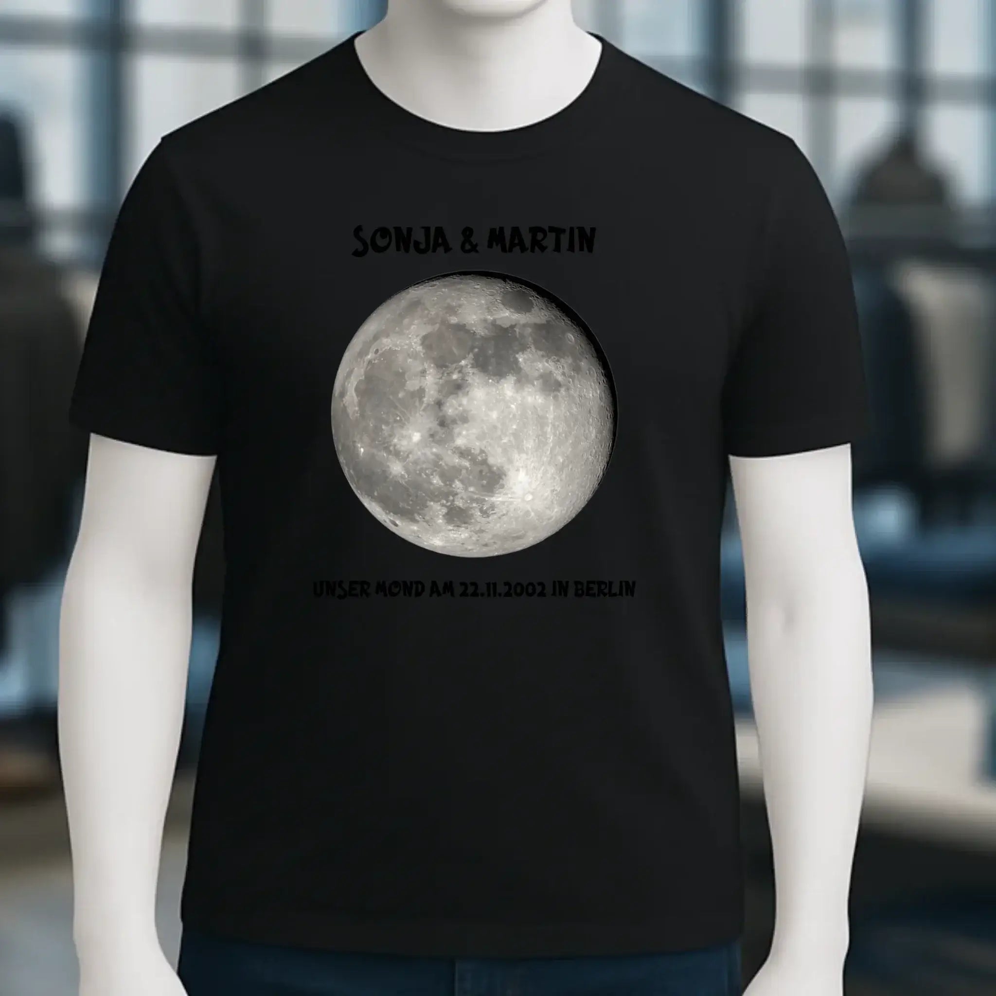 MONDPHASE Blau/Silber/Gold mit Wunschtext • Unisex T-Shirt für Damen & Herren • Bio • personalisiert