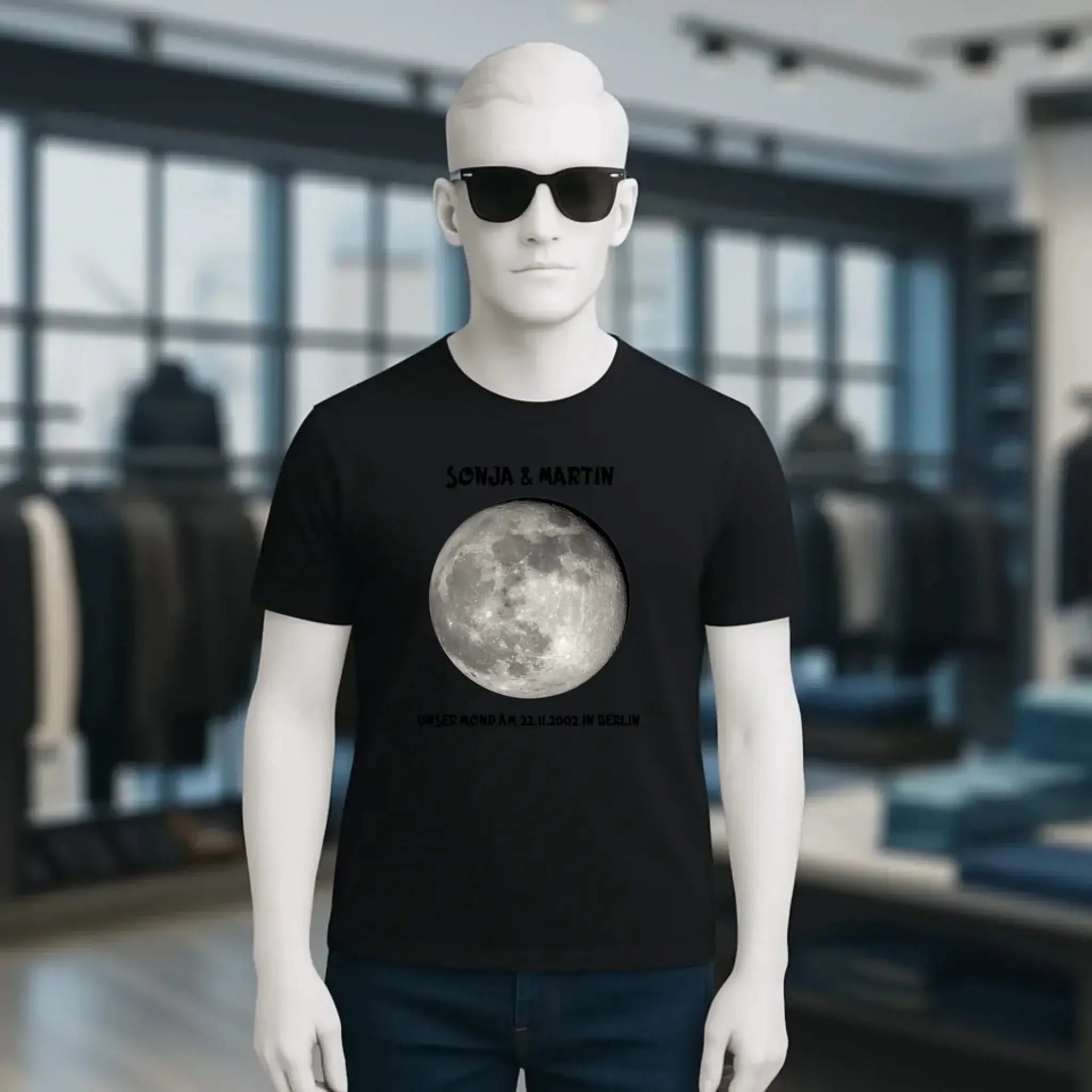 MONDPHASE Blau/Silber/Gold mit Wunschtext • Unisex T-Shirt für Damen & Herren • Bio • personalisiert