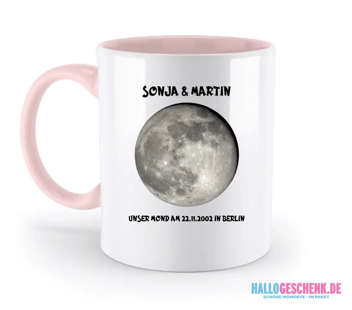 MONDPHASE (Blau/Silber/Gold) mit Wunschtext • zweifarbige Tasse • Exklusivdesign • personalisiert - zweifarbige Tasse