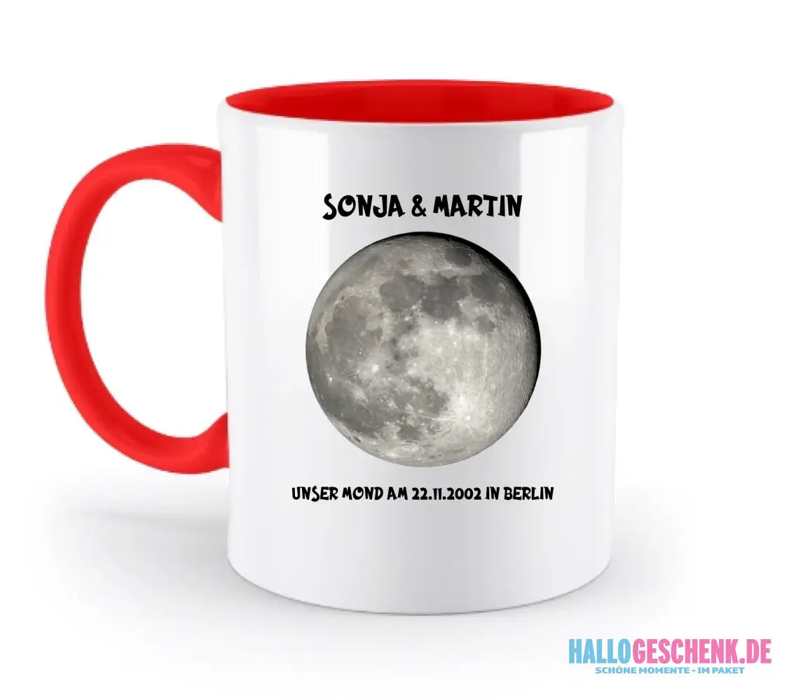 MONDPHASE (Blau/Silber/Gold) mit Wunschtext • zweifarbige Tasse • Exklusivdesign • personalisiert - zweifarbige Tasse