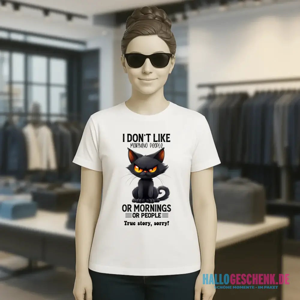 Morning people • Katze • Ladies Premium T-Shirt XS-2XL aus Bio-Baumwolle für Damen • Exklusivdesign • personalisiert