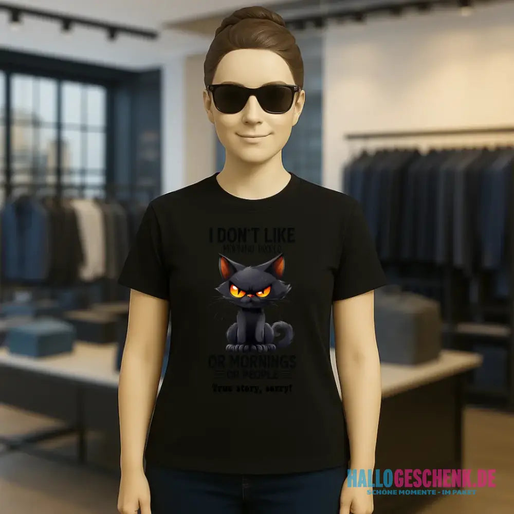 Morning people • Katze • Ladies Premium T-Shirt XS-2XL aus Bio-Baumwolle für Damen • Exklusivdesign • personalisiert
