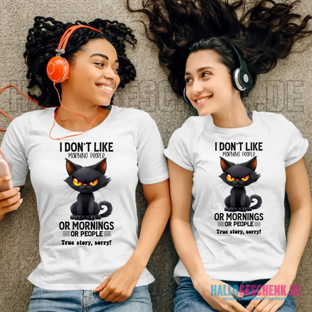 Morning people • Katze • Ladies Premium T-Shirt XS-2XL aus Bio-Baumwolle für Damen • Exklusivdesign • personalisiert