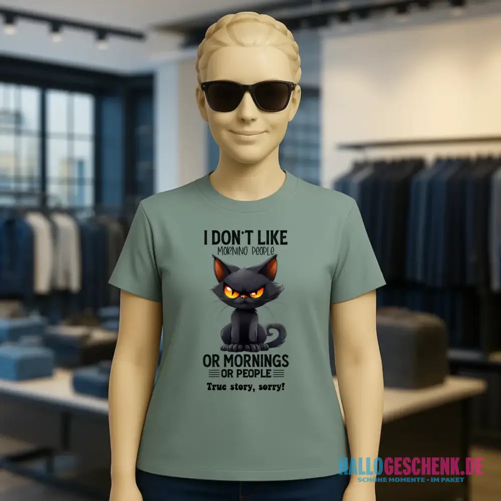 Morning people • Katze • Ladies Premium T-Shirt XS-2XL aus Bio-Baumwolle für Damen • Exklusivdesign • personalisiert