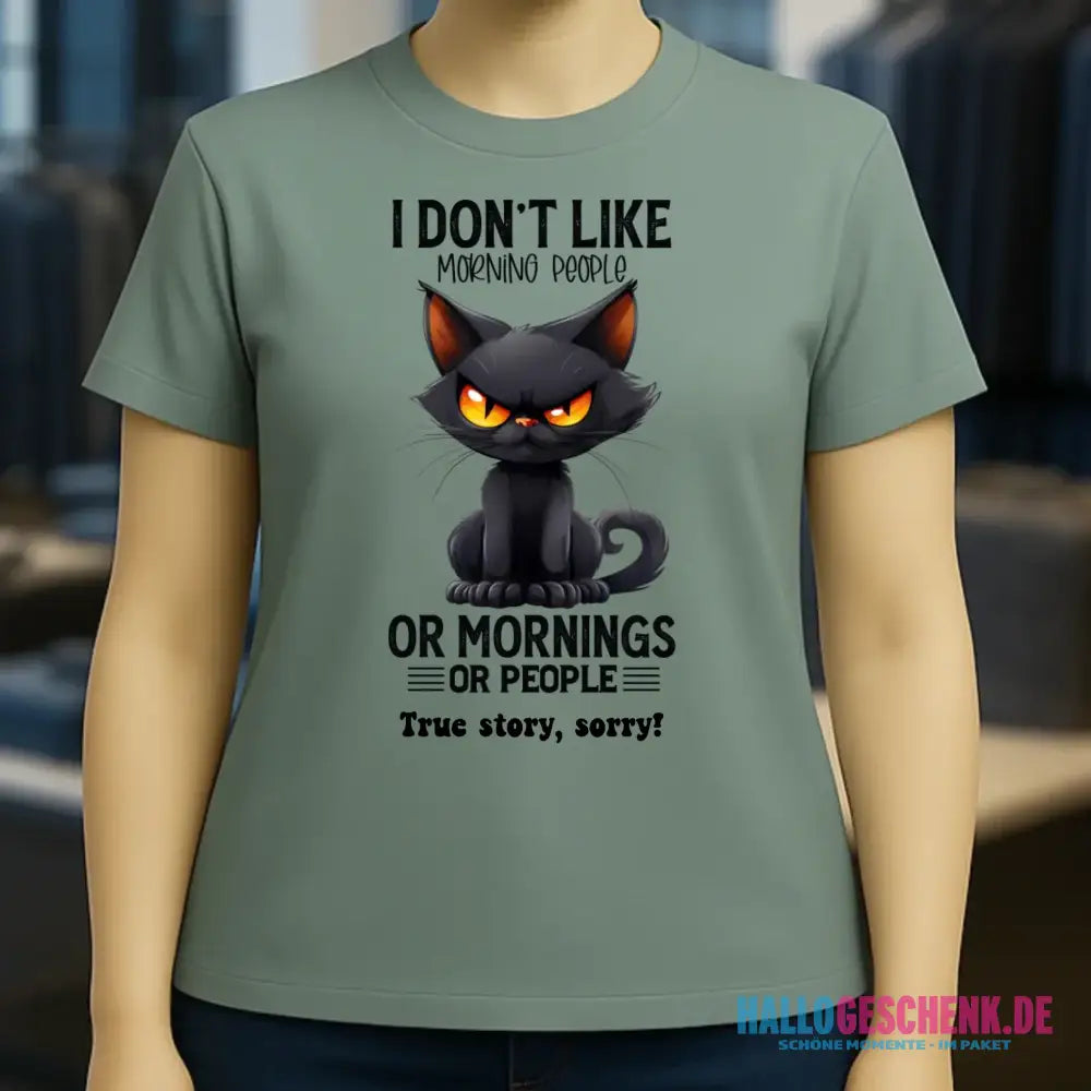 Morning people • Katze • Ladies Premium T-Shirt XS-2XL aus Bio-Baumwolle für Damen • Exklusivdesign • personalisiert