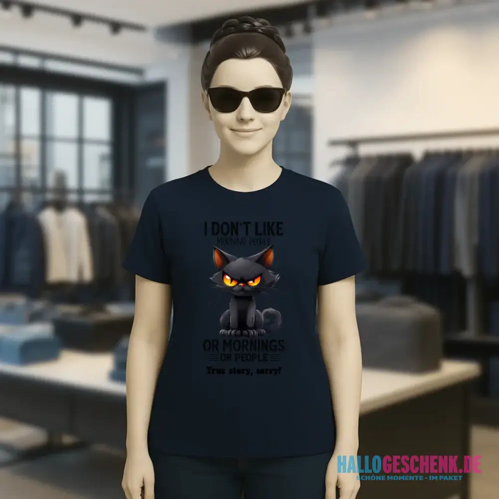 Morning people • Katze • Ladies Premium T-Shirt XS-2XL aus Bio-Baumwolle für Damen • Exklusivdesign • personalisiert