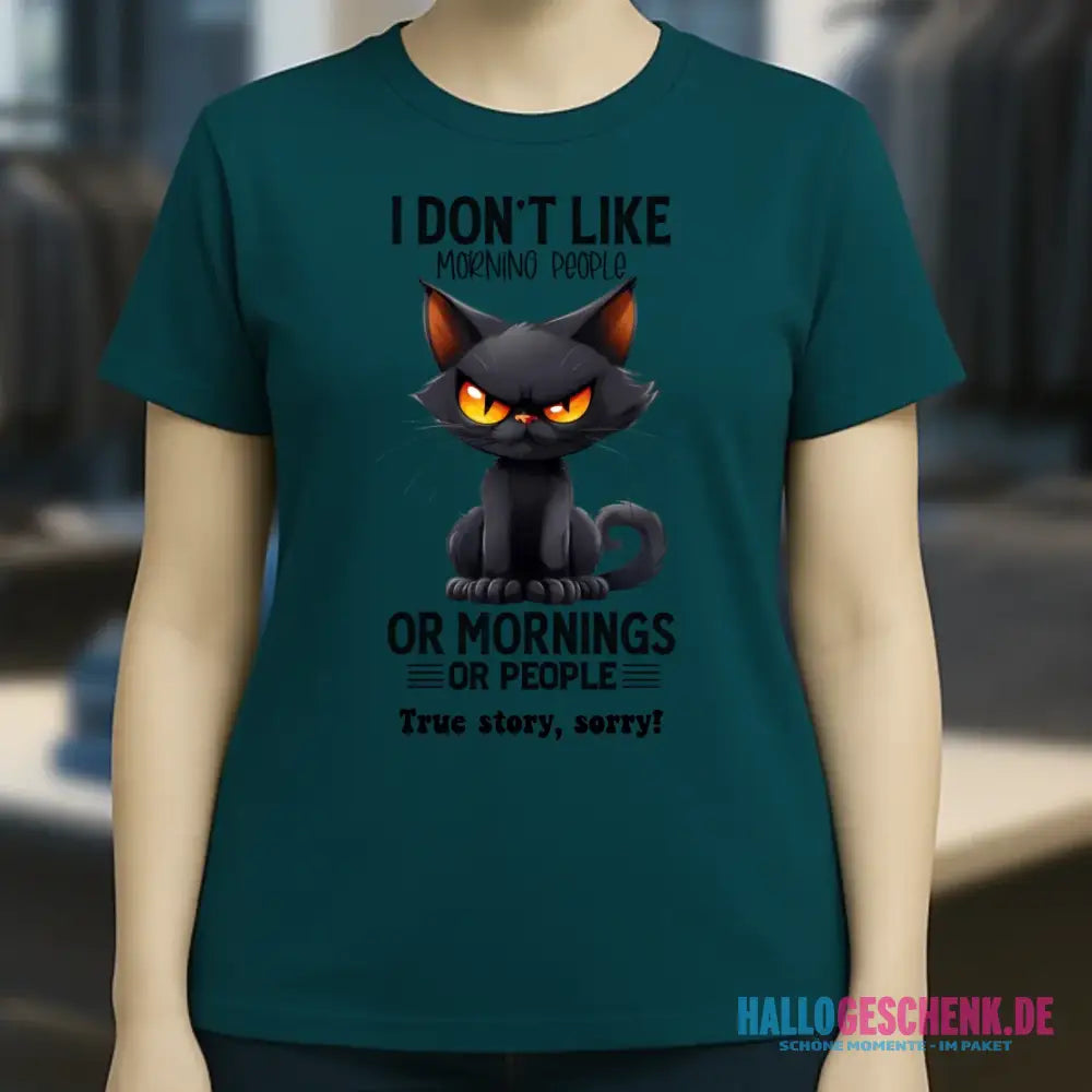 Morning people • Katze • Ladies Premium T-Shirt XS-2XL aus Bio-Baumwolle für Damen • Exklusivdesign • personalisiert
