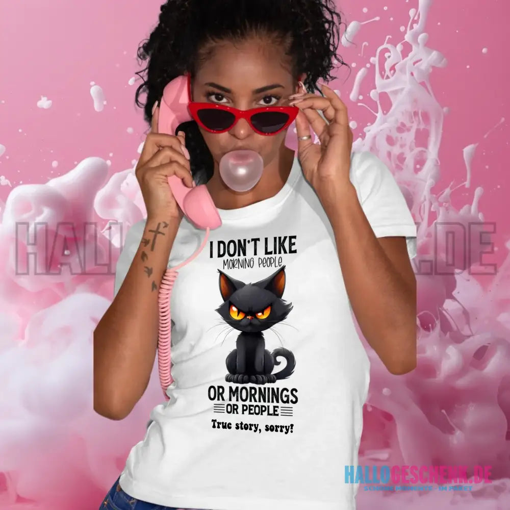 Morning people • Katze • Ladies Premium T-Shirt XS-2XL aus Bio-Baumwolle für Damen • Exklusivdesign • personalisiert