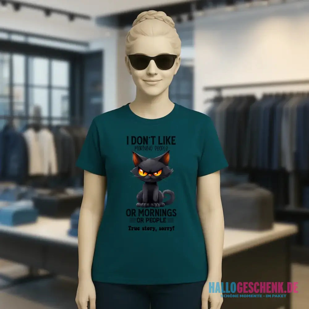 Morning people • Katze • Ladies Premium T-Shirt XS-2XL aus Bio-Baumwolle für Damen • Exklusivdesign • personalisiert