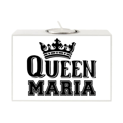 Motiv-Teelichthalter: Queen mit Wunschname 13x9x5 cm (personalisierbare Teelichthalter) - Foto-Teelichthalter (Quer)