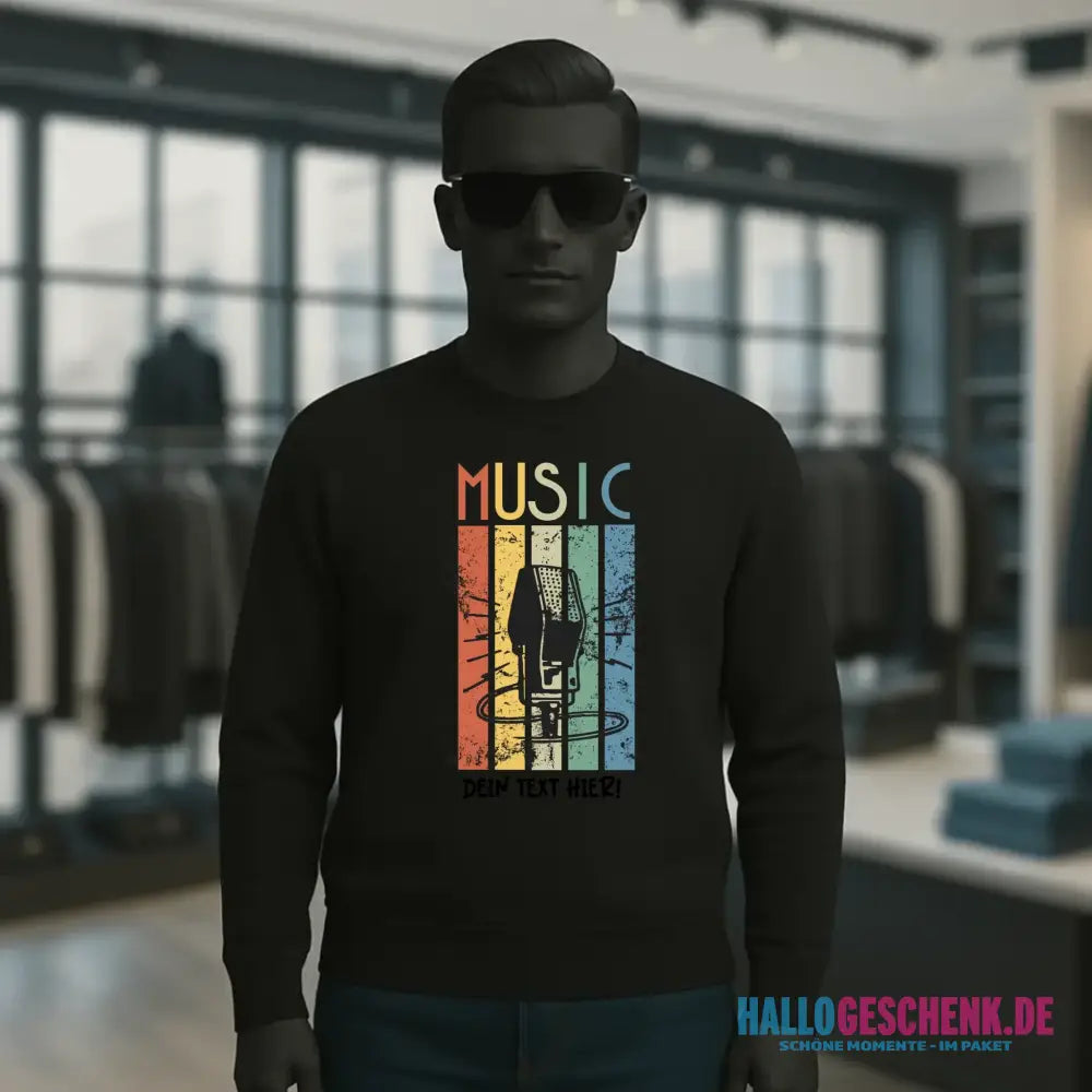 Music • Sing • Mic • Unisex Sweatshirt Bio-Baumwolle in 4 Farben XS-3XL • personalisiert