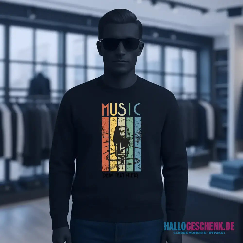 Music • Sing • Mic • Unisex Sweatshirt Bio-Baumwolle in 4 Farben XS-3XL • personalisiert