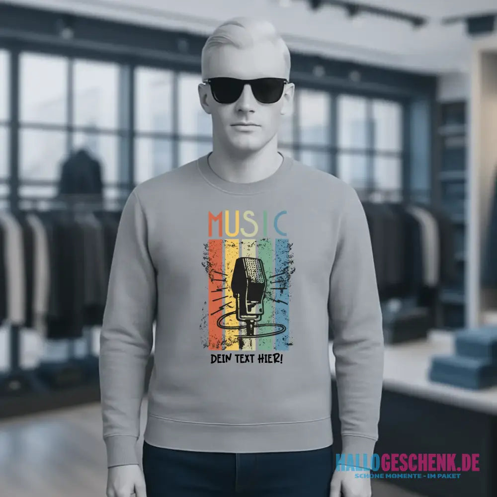 Music • Sing • Mic • Unisex Sweatshirt Bio-Baumwolle in 4 Farben XS-3XL • personalisiert