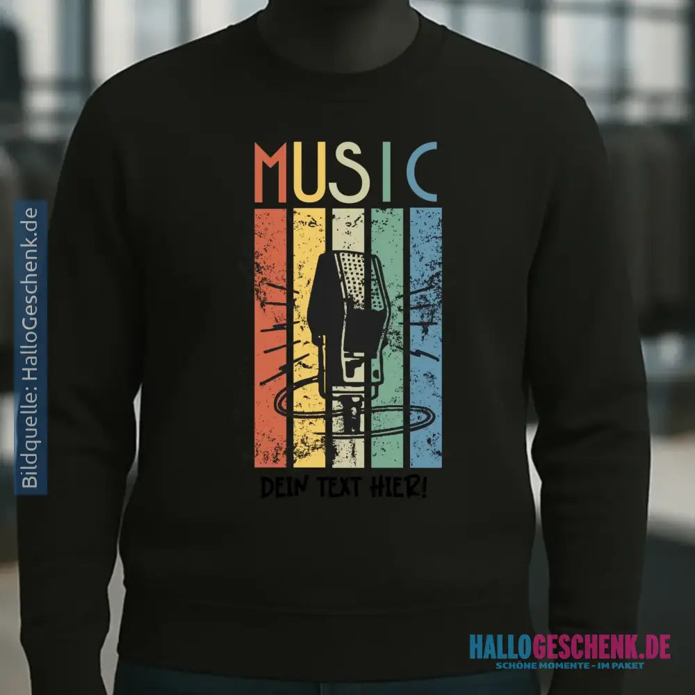 Music • Sing • Mic • Unisex Sweatshirt Bio-Baumwolle in 4 Farben XS-3XL • personalisiert