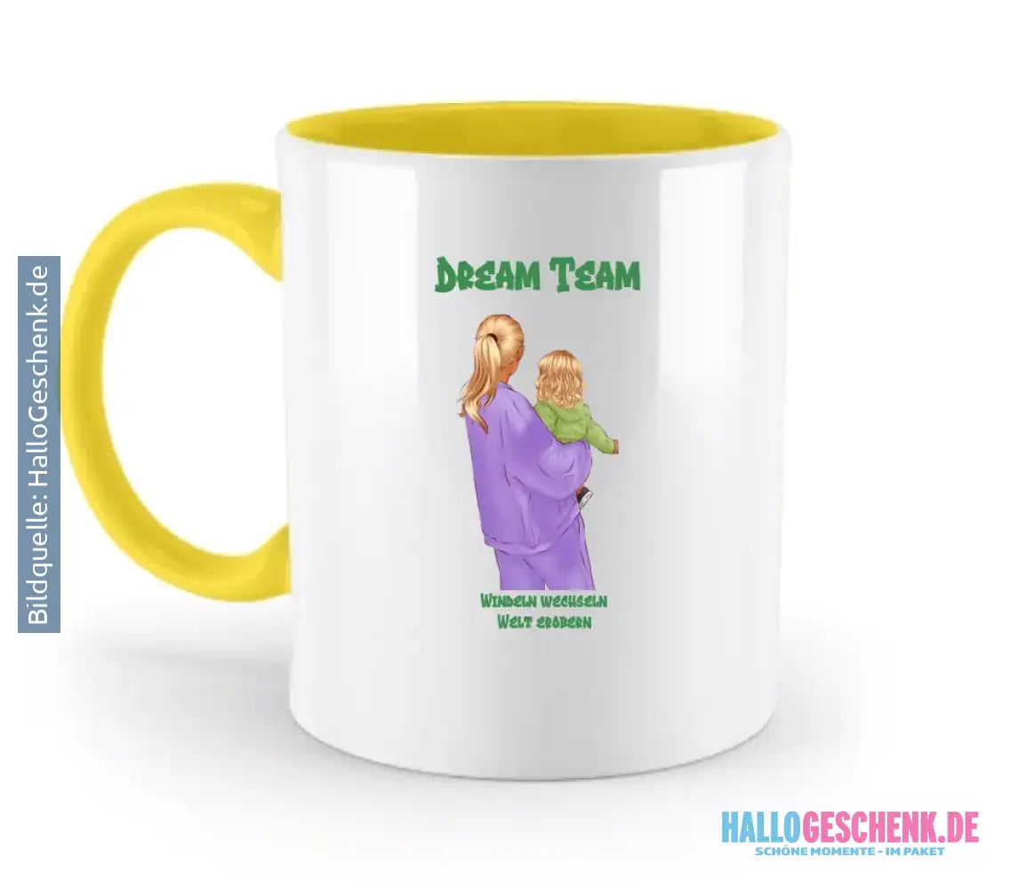 Mutter & Baby Designer, personalisierbar: Zweifarbige Tasse 330ml mit farbigem Innendruck