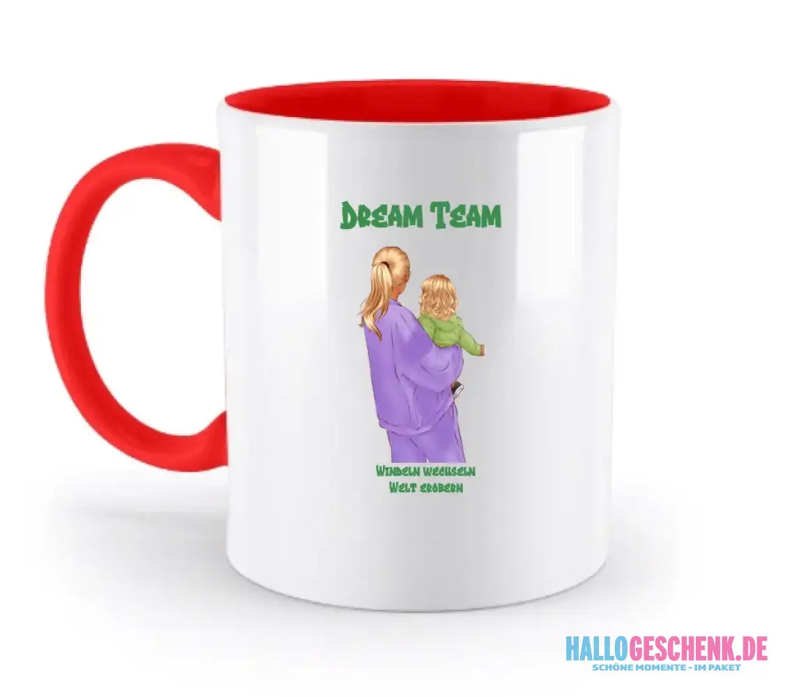 Mutter & Baby Designer, personalisierbar: Zweifarbige Tasse 330ml mit farbigem Innendruck