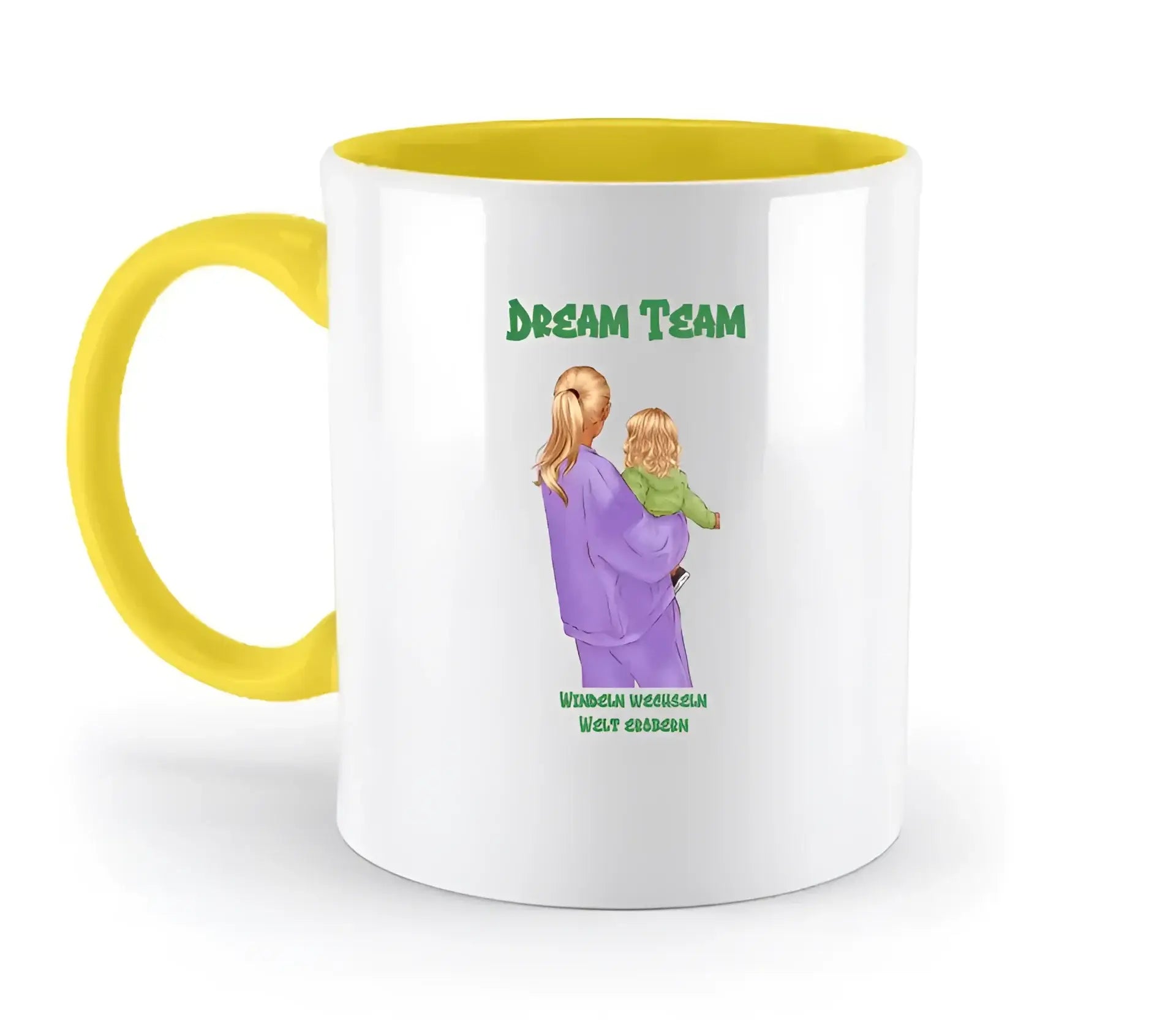 Mutter & Baby Designer, personalisierbar: Zweifarbige Tasse 330ml mit farbigem Innendruck