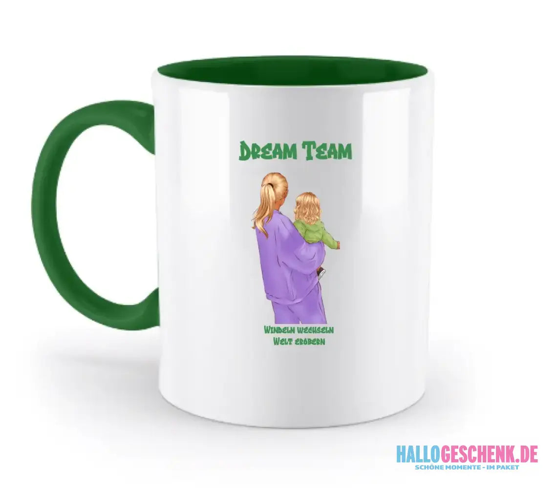 Mutter & Baby Designer, personalisierbar: Zweifarbige Tasse 330ml mit farbigem Innendruck