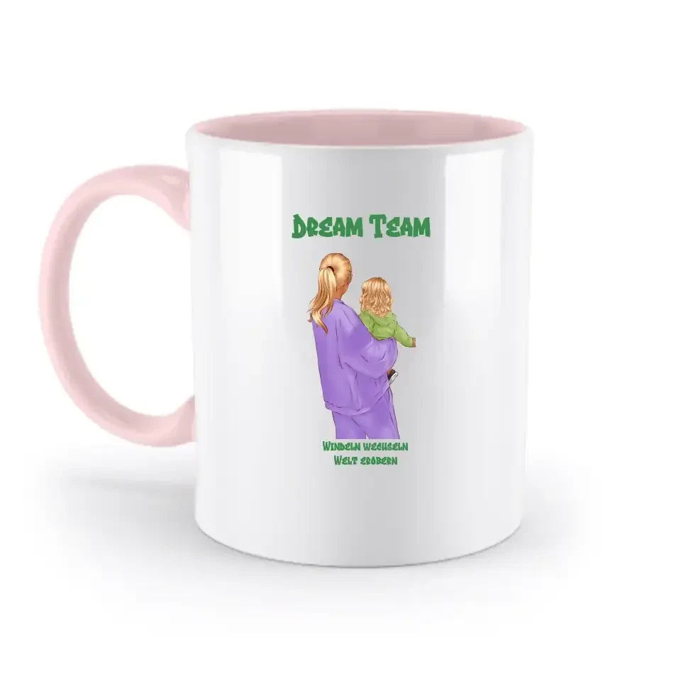 Mutter & Baby Designer, personalisierbar: Zweifarbige Tasse 330ml mit farbigem Innendruck