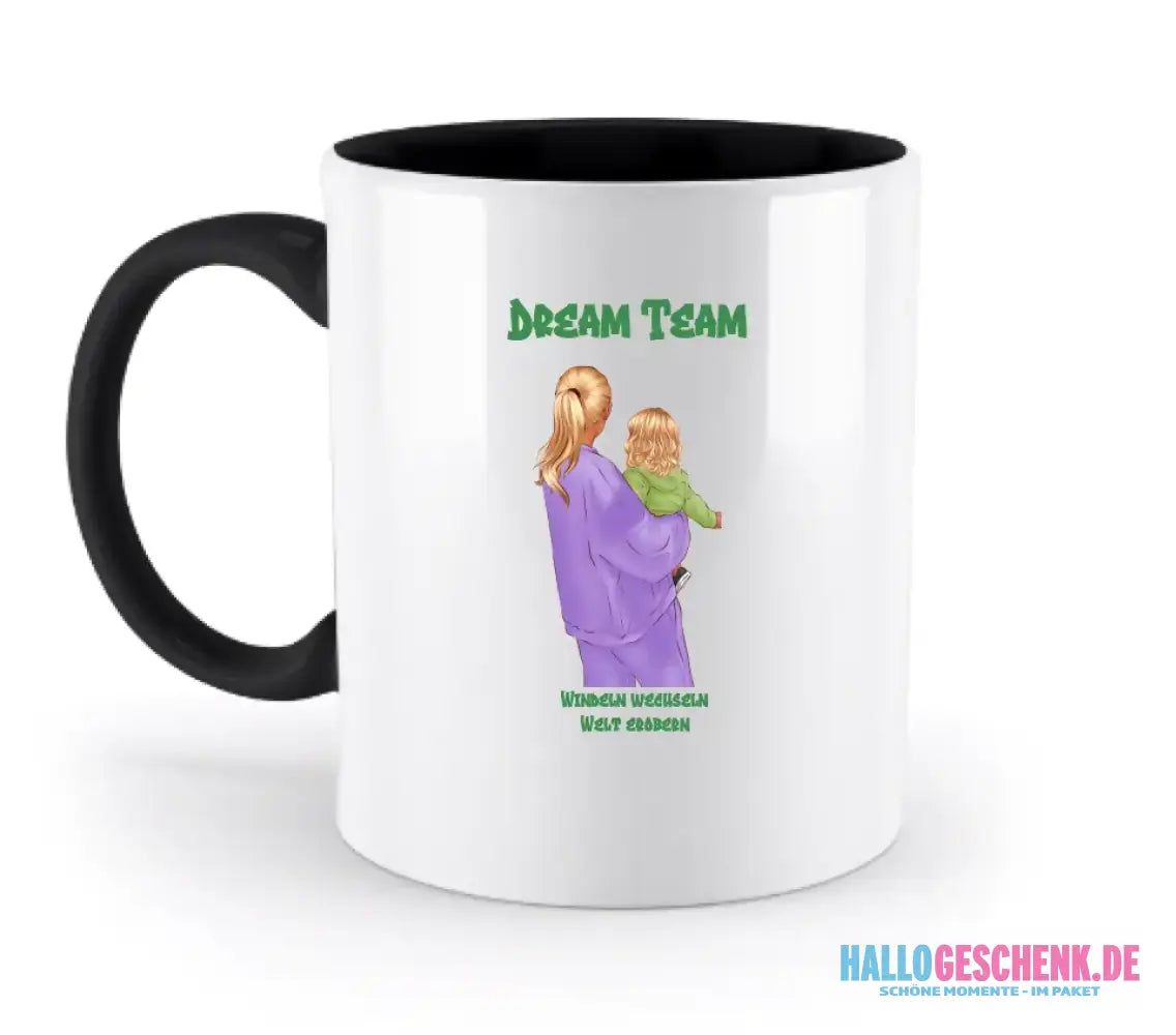 Mutter & Baby Designer, personalisierbar: Zweifarbige Tasse 330ml mit farbigem Innendruck