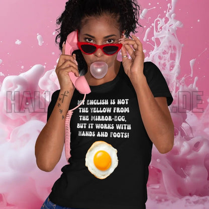 My English & the egg • Ladies Premium T-Shirt XS-2XL aus Bio-Baumwolle für Damen • Exklusivdesign • personalisiert