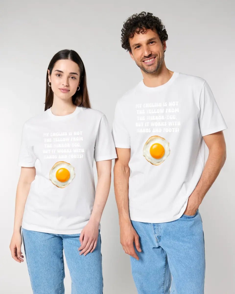 My English & the egg • Unisex Premium T - Shirt XS - 5XL aus Bio - Baumwolle für Damen & Herren • Exklusivdesign • personalisiert - HalloGeschenk.de