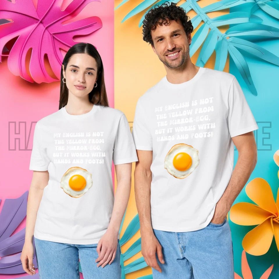 My English & the egg • Unisex Premium T-Shirt XS-5XL aus Bio-Baumwolle für Damen & Herren • Exklusivdesign • personalisiert