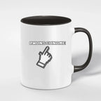 Weiße keramik tasse mit schwarzem griff innen und pixel cursor motiv namenslogo influencer zweifarbige spülmaschinenfest