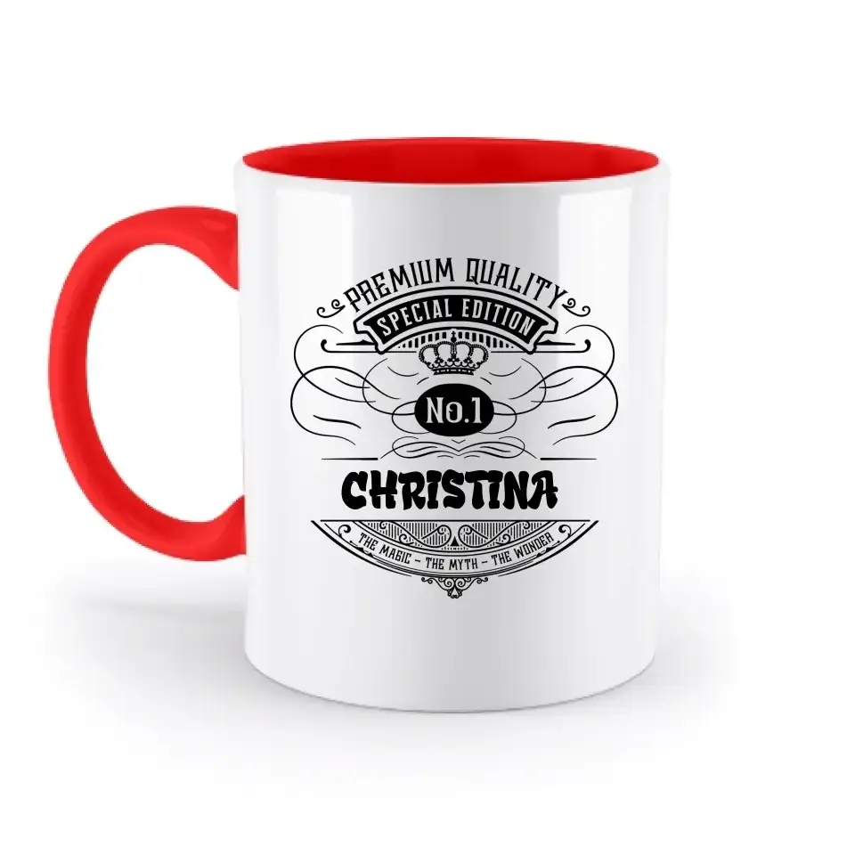 No.1 + Wunschname - zweifarbige Tasse