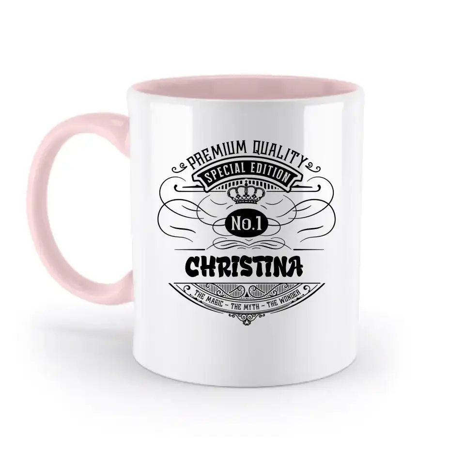 No.1 + Wunschname - zweifarbige Tasse