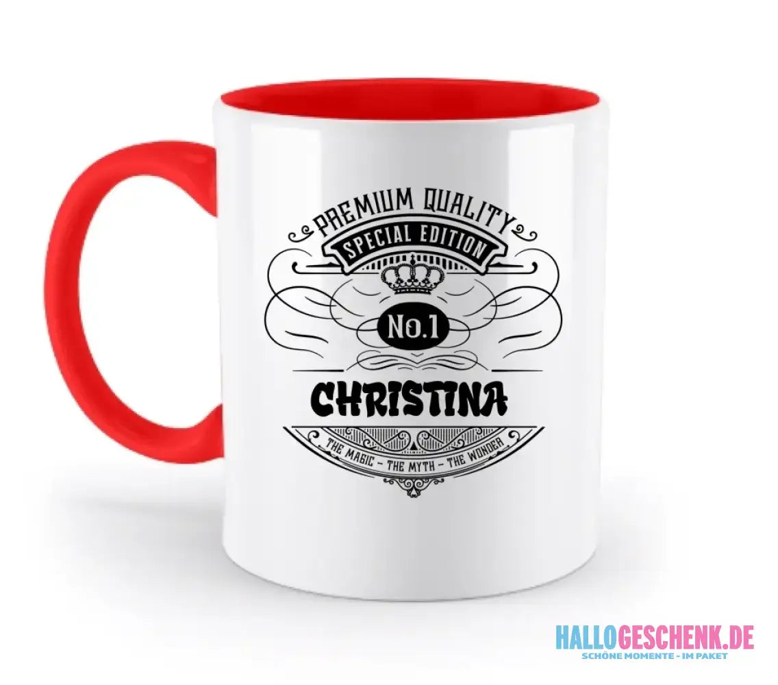No.1 + Wunschname - zweifarbige Tasse