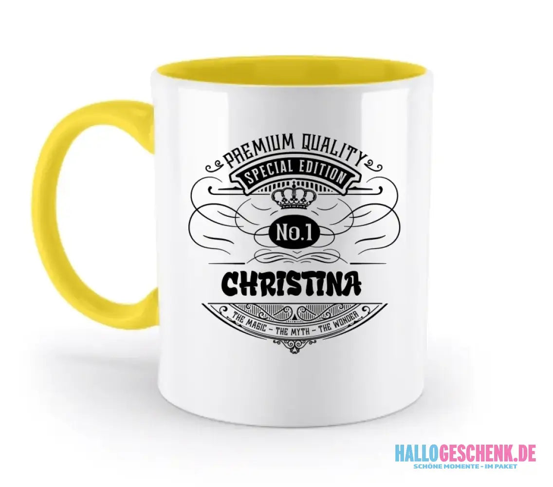No.1 + Wunschname - zweifarbige Tasse