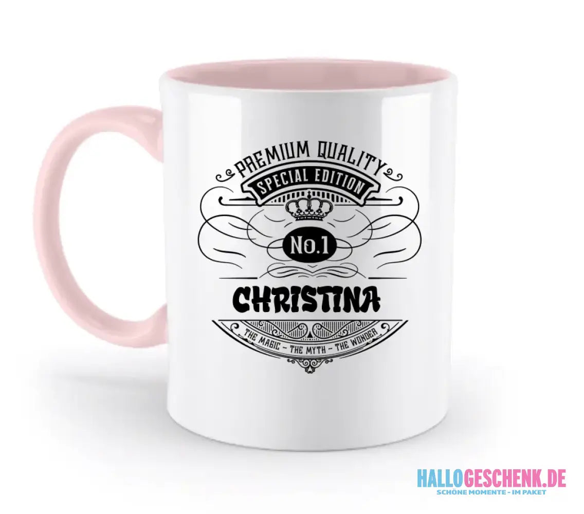 No.1 + Wunschname - zweifarbige Tasse