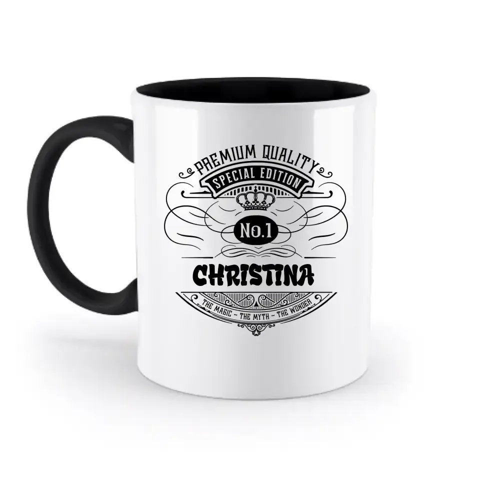 No.1 + Wunschname - zweifarbige Tasse