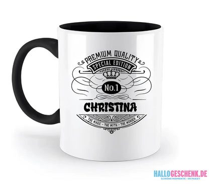 No.1 + Wunschname - zweifarbige Tasse