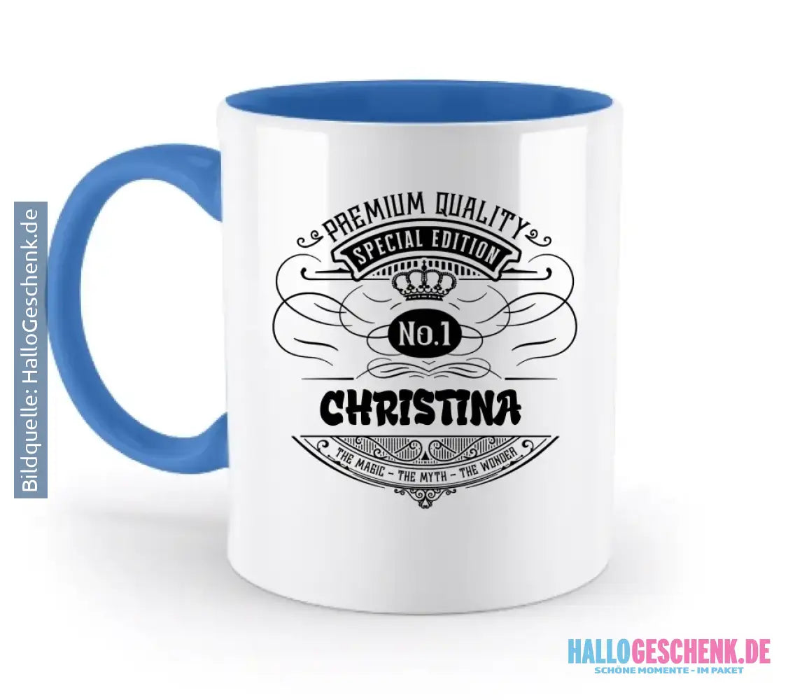 No.1 + Wunschname - zweifarbige Tasse