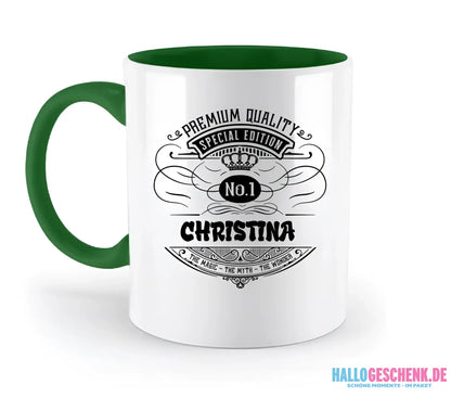 No.1 + Wunschname - zweifarbige Tasse