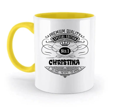 No.1 + Wunschname - zweifarbige Tasse - HalloGeschenk.de