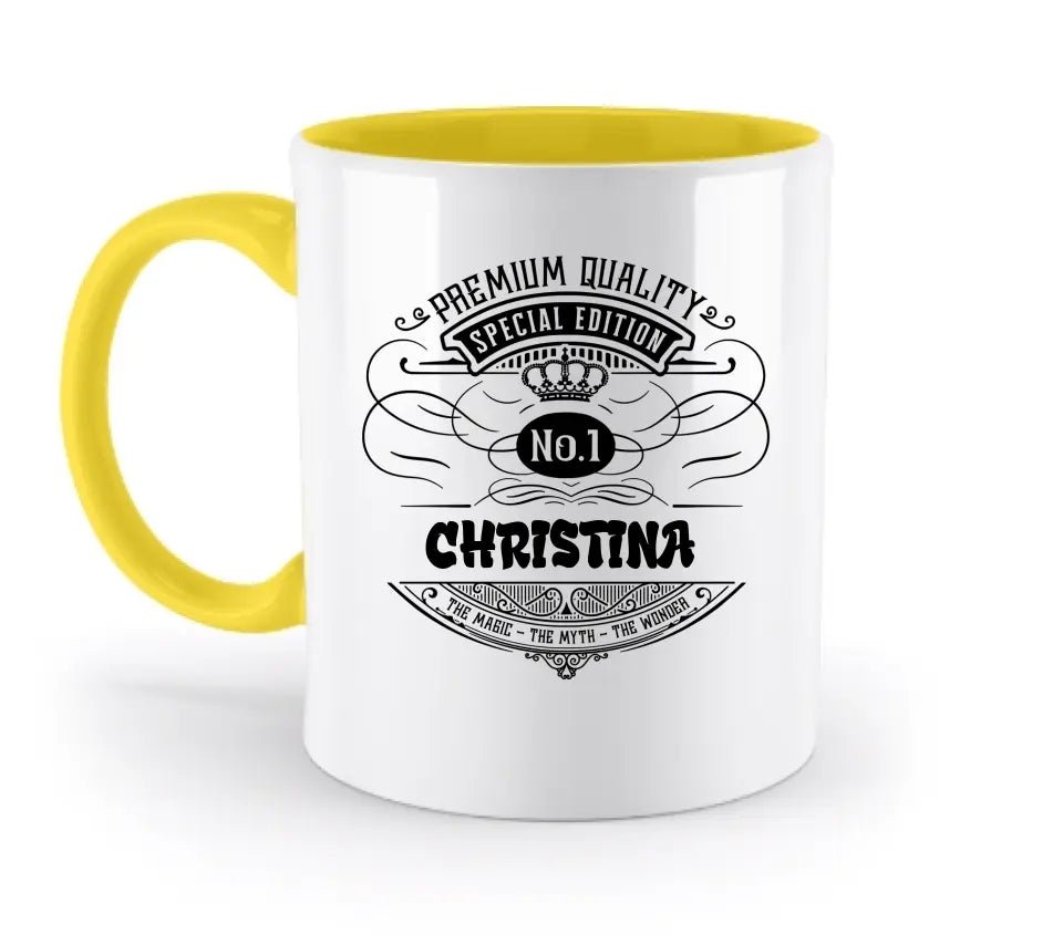 No.1 + Wunschname - zweifarbige Tasse - HalloGeschenk.de