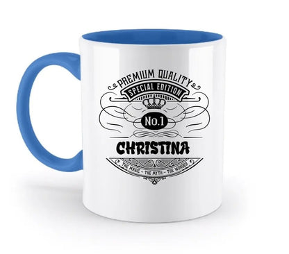 No.1 + Wunschname - zweifarbige Tasse - HalloGeschenk.de