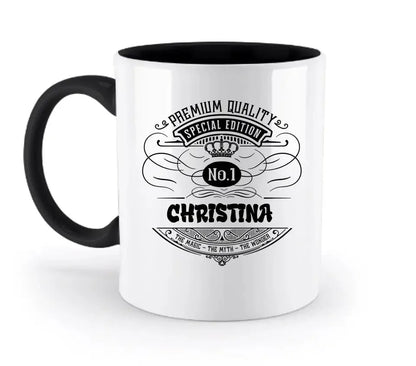 No.1 + Wunschname - zweifarbige Tasse - HalloGeschenk.de