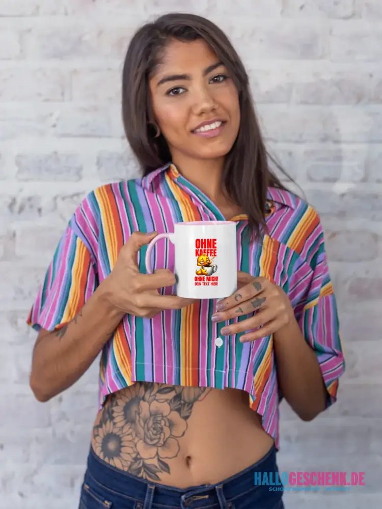 Ohne Kaffee - ohne mich! Ente • Gott • zweifarbige Tasse • Exklusivdesign • personalisiert
