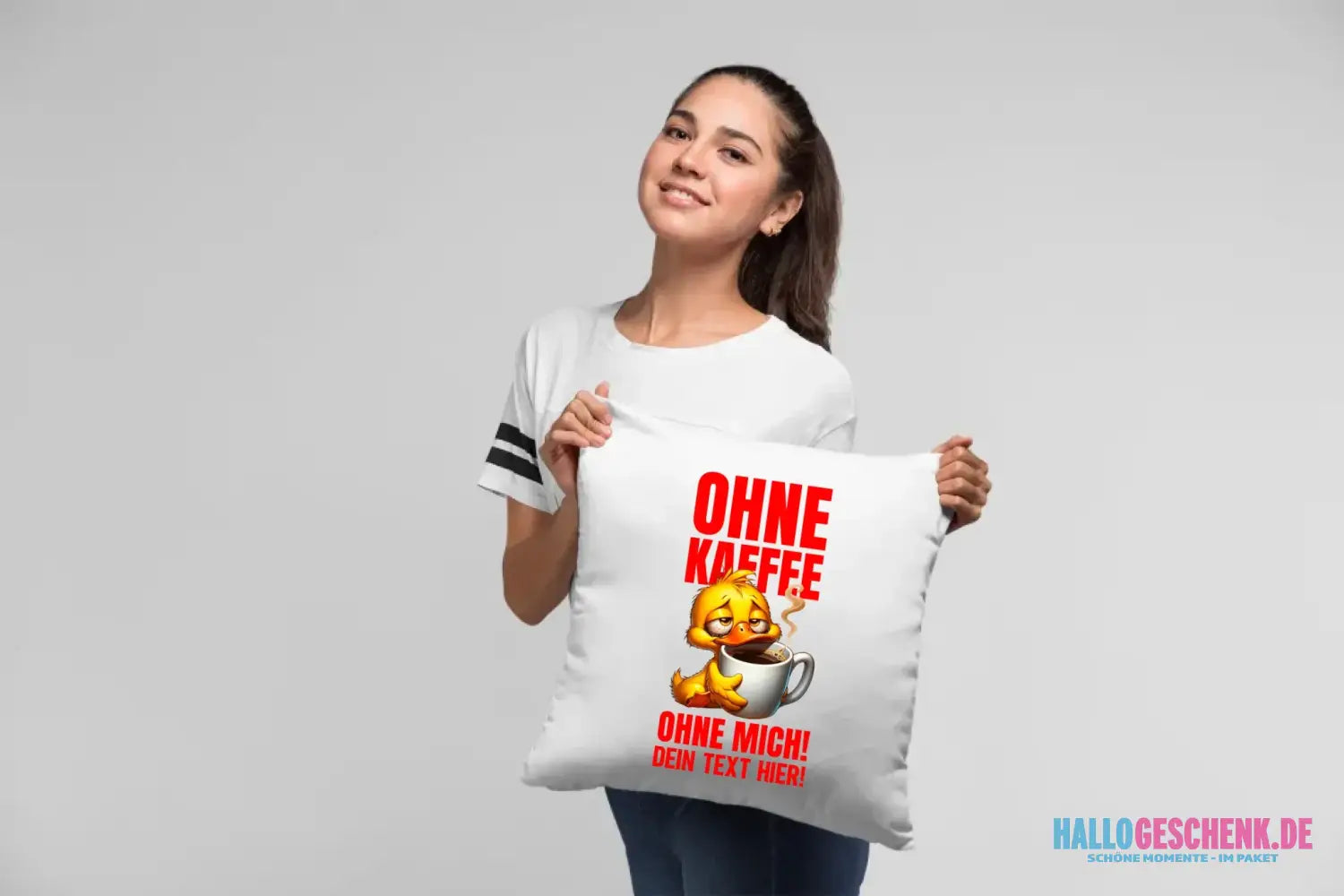 Ohne Kaffee - ohne mich! Ente • Kissen 40x40 cm • Exklusivdesign • personalisiert