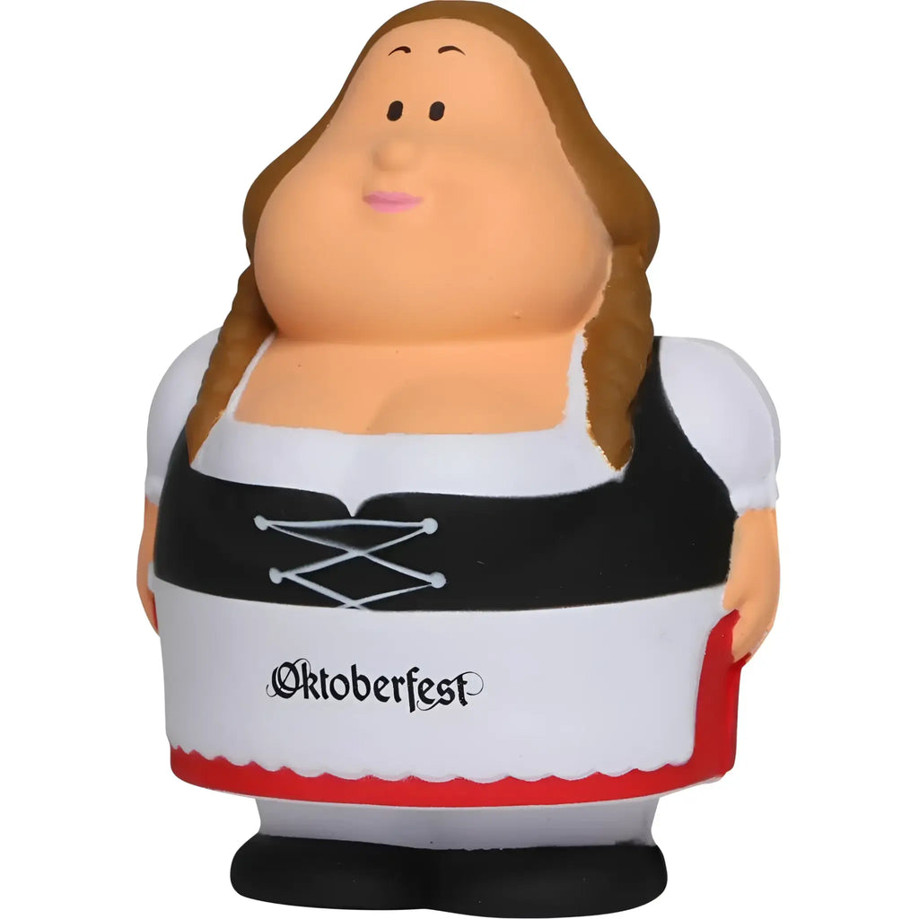 weiches oktoberfest berta bayerin anti-stress-figur frau in schwarz-weißem kleid mit roten akzenten